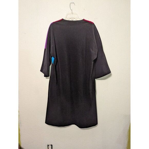 VTG Vanity Fair Color Block Black Zip Velour Robe House Coat Dressing Gown No Sz - Picture 10 of 11